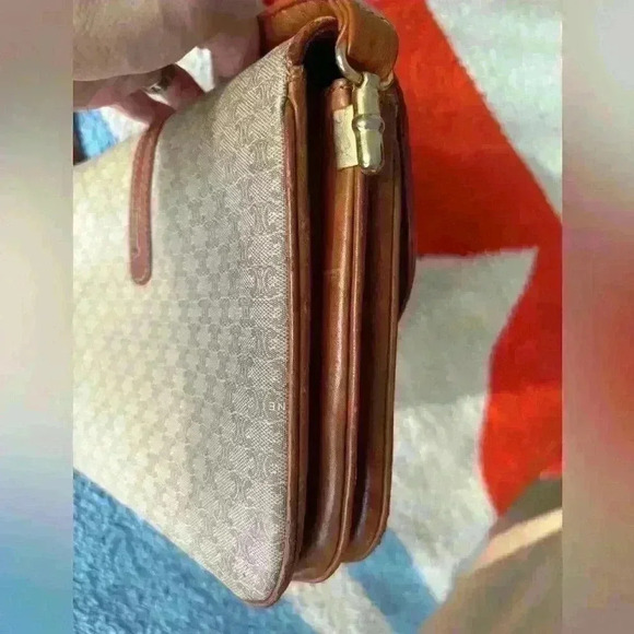 CELINE Macadam Blason Shoulder Cross Body Bag PVC Leather Beige - Picture 13 of 16